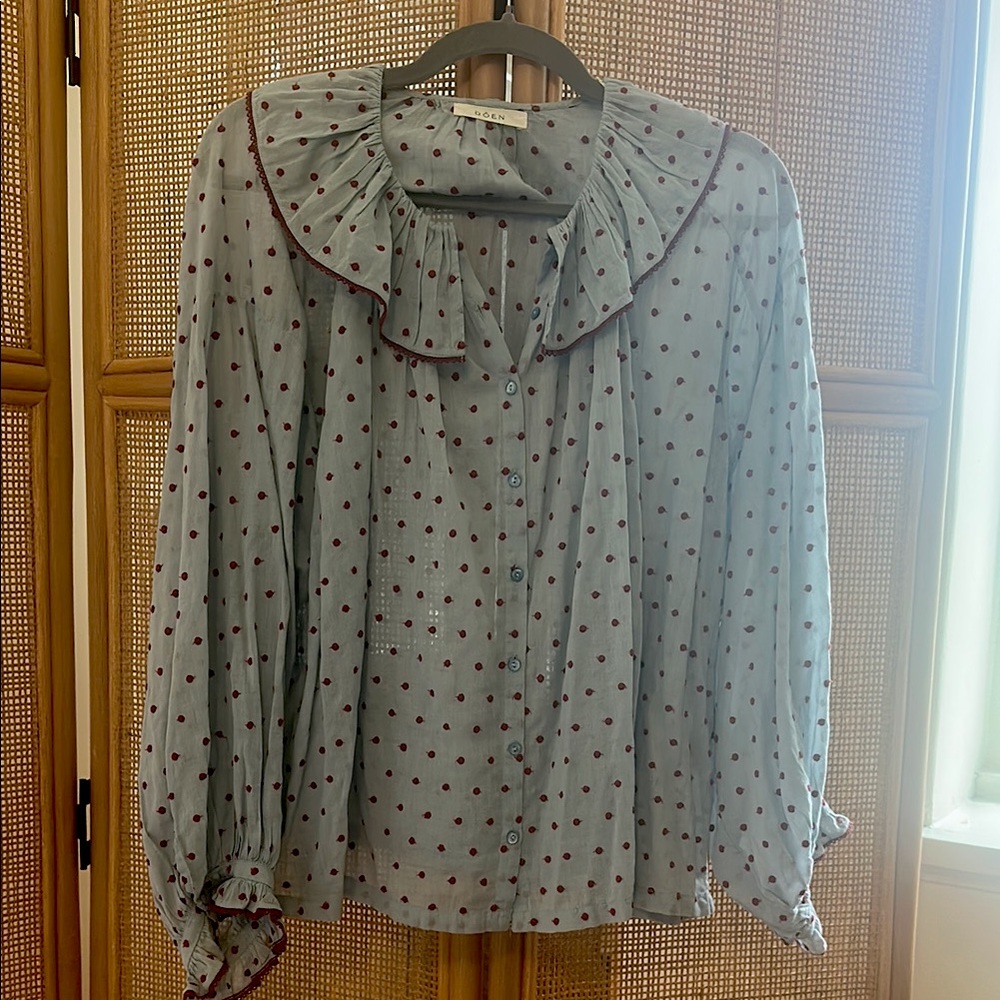 Polka Dot Ruffle Blouse - Doen Jane